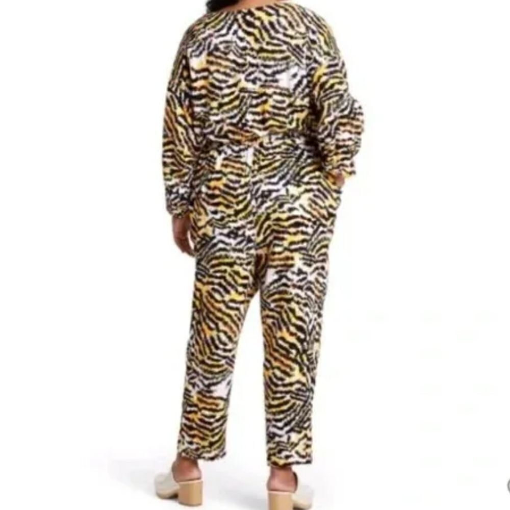 Rachel Comey Women's Plus Size Animal Print 3/4 Sleeve Jumpsuit NWT Size 14 - Picture 2 of 15